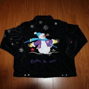Quacker Factory Velvet Lightweight Snowman "Capture the Magic" Jacket size XL